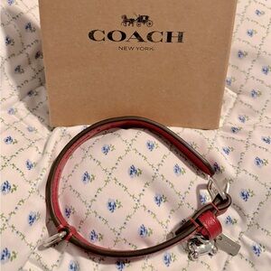 Coach Red Leather Dog Collar